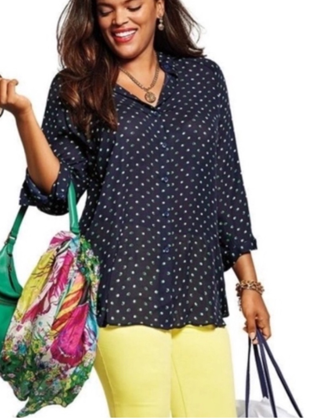 CAbi Martini Semi Sheer Button Down Top size Medium